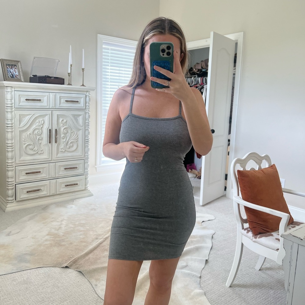 Grey ribbed dress